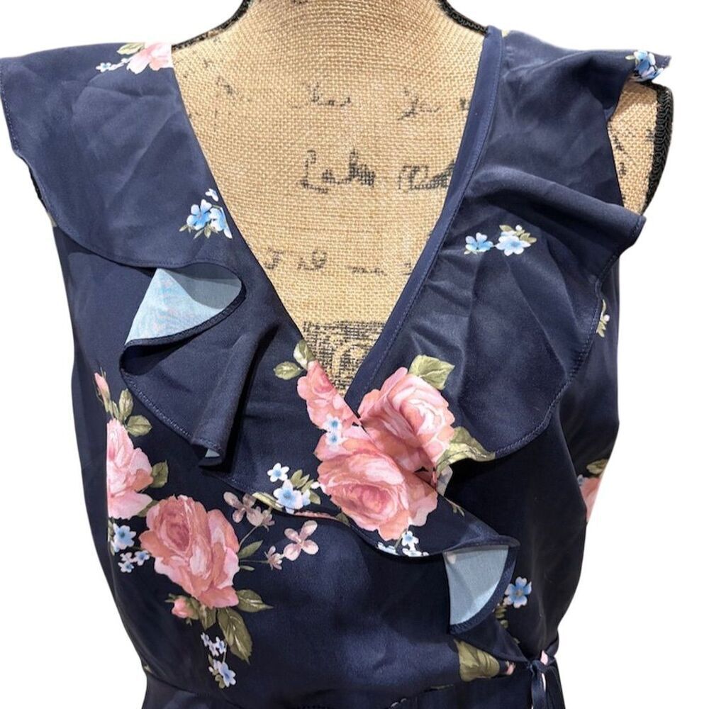 Altar'd State  L Blue Floral Sleeveless Ruffle  Dress Babydoll Coquette Dainty - Picture 1 of 12